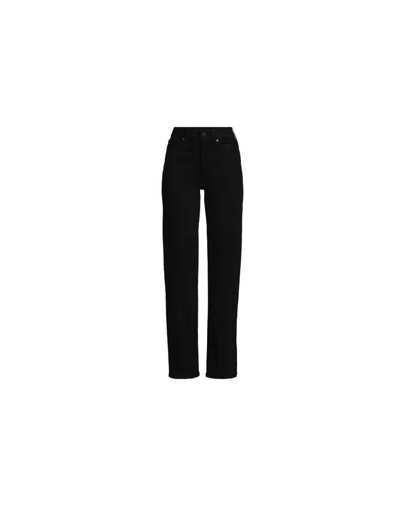 Lands' End Schwarze Rail Straight Fit Jeans High Waist, Damen, Größe plus, Schwarz, Baumwolle/Polyester/Baumwoll-Mischung, by Schwarz