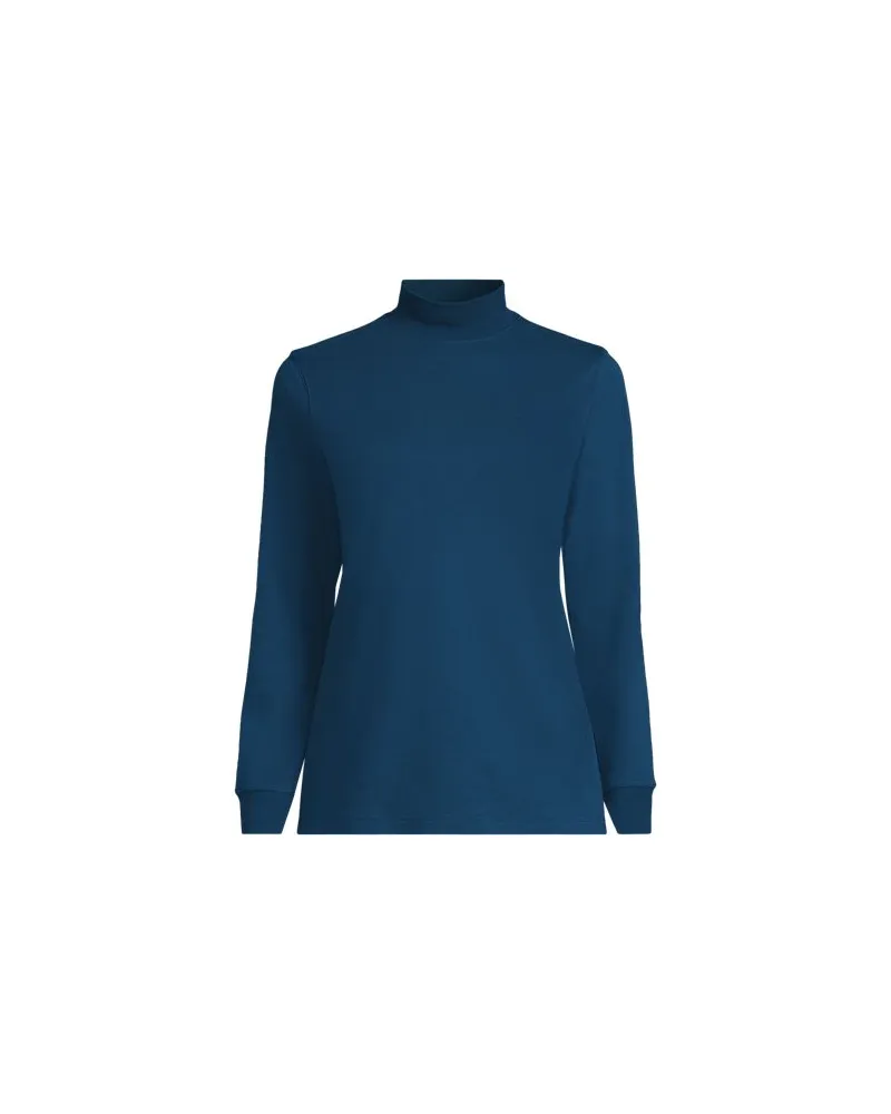 Lands' End Stehkragen-Shirt, Damen, Größe plus, Blau, Baumwolle, by Blau
