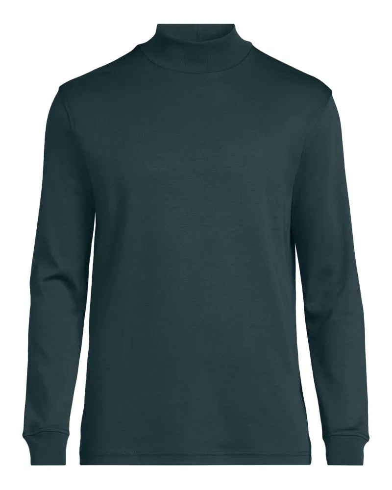 Lands' End Supima Stehbundshirt, Classic Fit, Herren, Größe regular, Grün, Baumwolle, by Grün