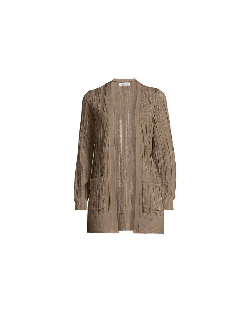 Lands' End Langer offener Soft Flow Ajour-Cardigan aus Leinenmix, Damen, Größe plus, Weiß, Baumwolle/Leinen/Lyocell (Viskose), by Weiß
