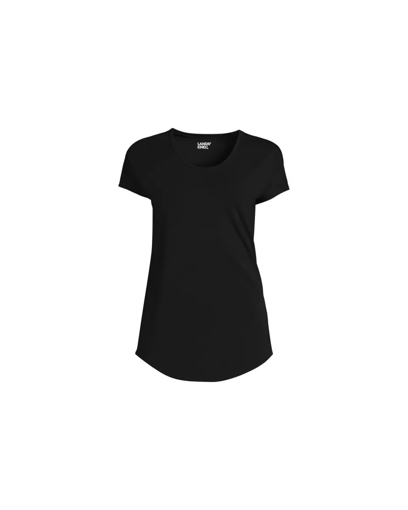 Lands' End Shirt aus Baumwolle/Modal-Mix mit Ballett-Ausschnitt, Damen, Größe:44-46 regular, Schwarz, Baumwolle Modal, by Schwarz