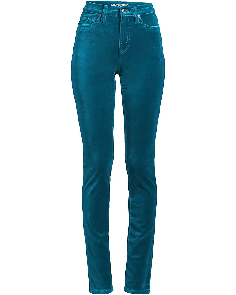 Lands' End Slim Fit Samthose High Waist, Damen, Größe plus, Grün, Baumwoll-Mischung, by Grün