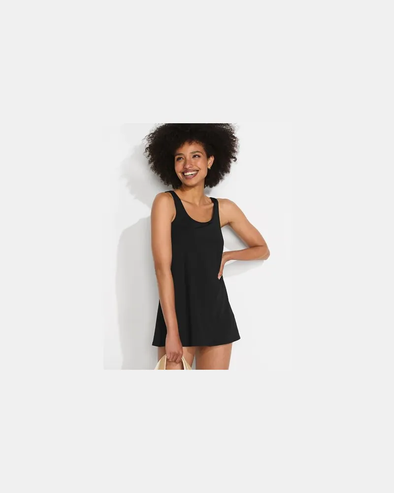 Lands' End Badekleid mit rundem Ausschnitt, Damen, Größe regular, Schwarz, Nylon-Mischung, by Schwarz