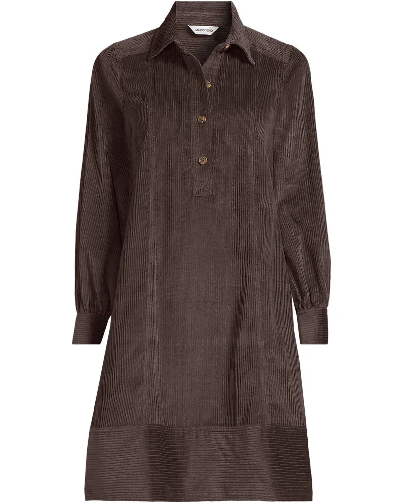 Lands' End Breitcord-Hemdkleid, Damen, Größe regular, Braun, Baumwolle, by Braun