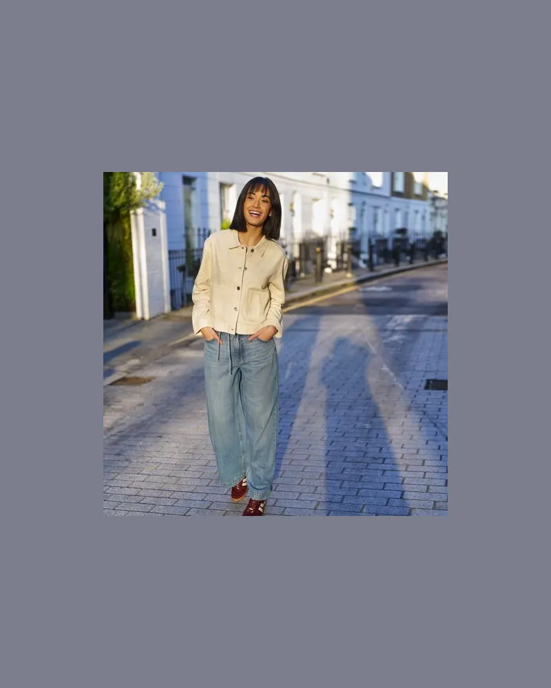 Lands' End Soft Comfort weite Jeans im Leinenmix, Damen, Größe regular, Blau, by Blau