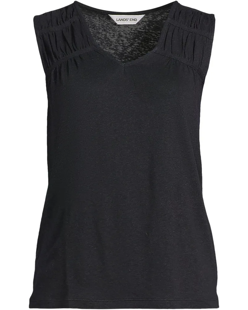 Lands' End Ärmelloses Soft Flow Top aus Leinenmix, Damen, Größe regular, Schwarz, Leinen/Baumwolle Modal, by Schwarz