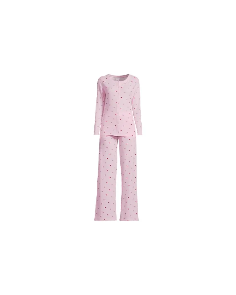 Lands' End Gemustertes Pyjama-Set, Damen, Größe:44-46 petite, Pink, by Pink