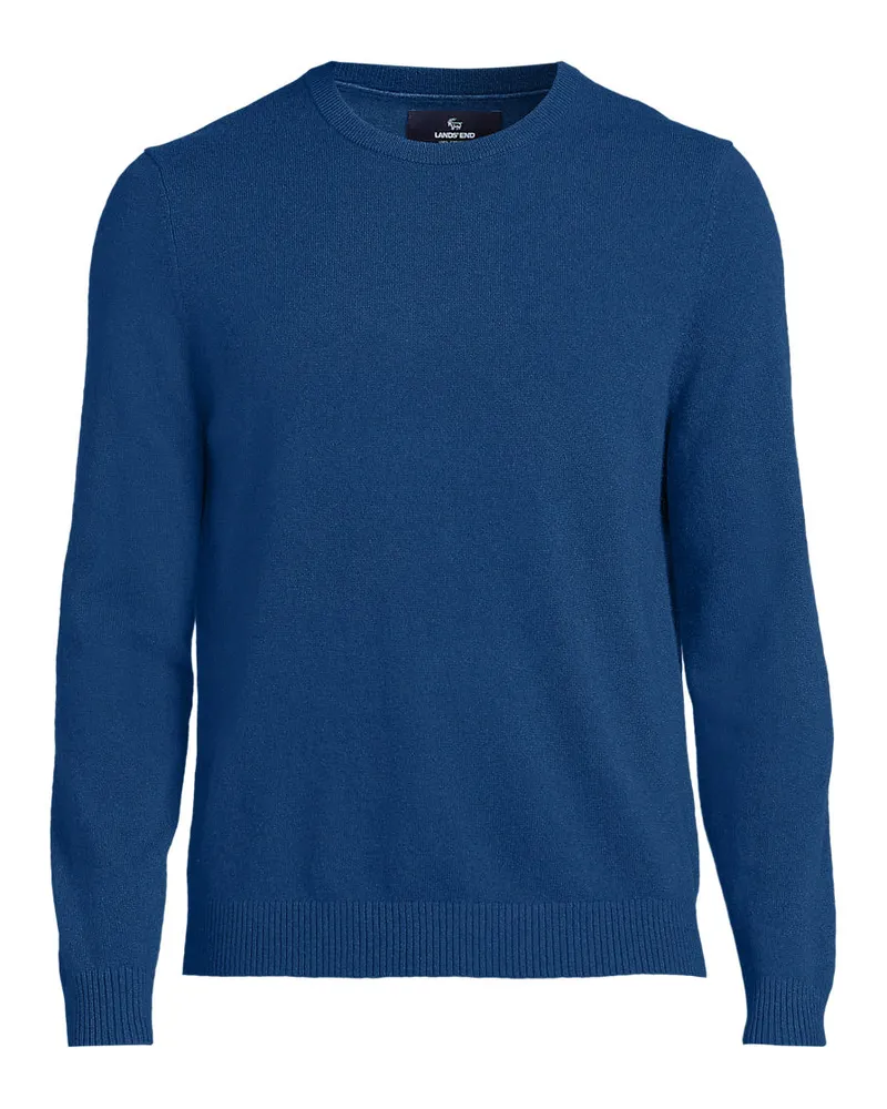 Lands' End Kaschmirpullover mit rundem Ausschnitt, Herren, Größe tall, Blau, Kaschmir, by Blau