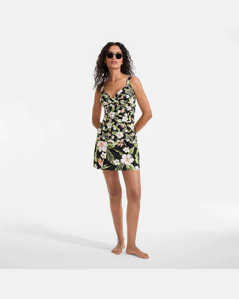 Lands' End Tankinitop CHLORRESISTENT mit V-Ausschnitt, Damen, Größe:34 regular, Schwarz, Nylon-Mischung, by Schwarz