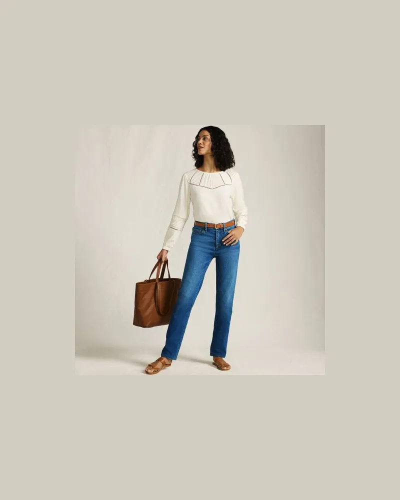 Lands' End Straight Fit Recover High Waist Jeans, Damen, Größe regular, Blau, Baumwoll-Mischung, by Blau