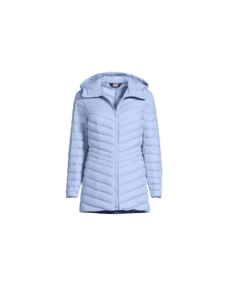 Lands' End Daunenjacke WANDERWEIGHT Verstaubar Ultraleicht mit Kapuze, Damen, Größe regular, Blau, Nylon/Daunen, by Blau