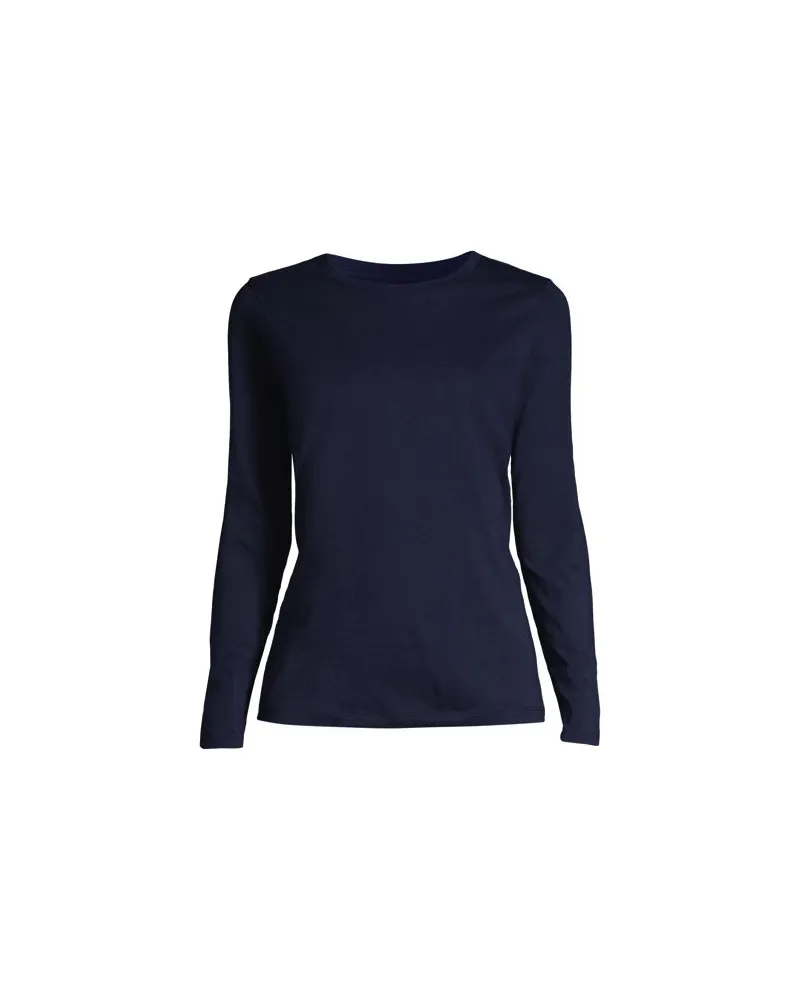 Lands' End Supima-Shirt, Langarm, Damen, Größe plus, Blau, Baumwolle, by Blau
