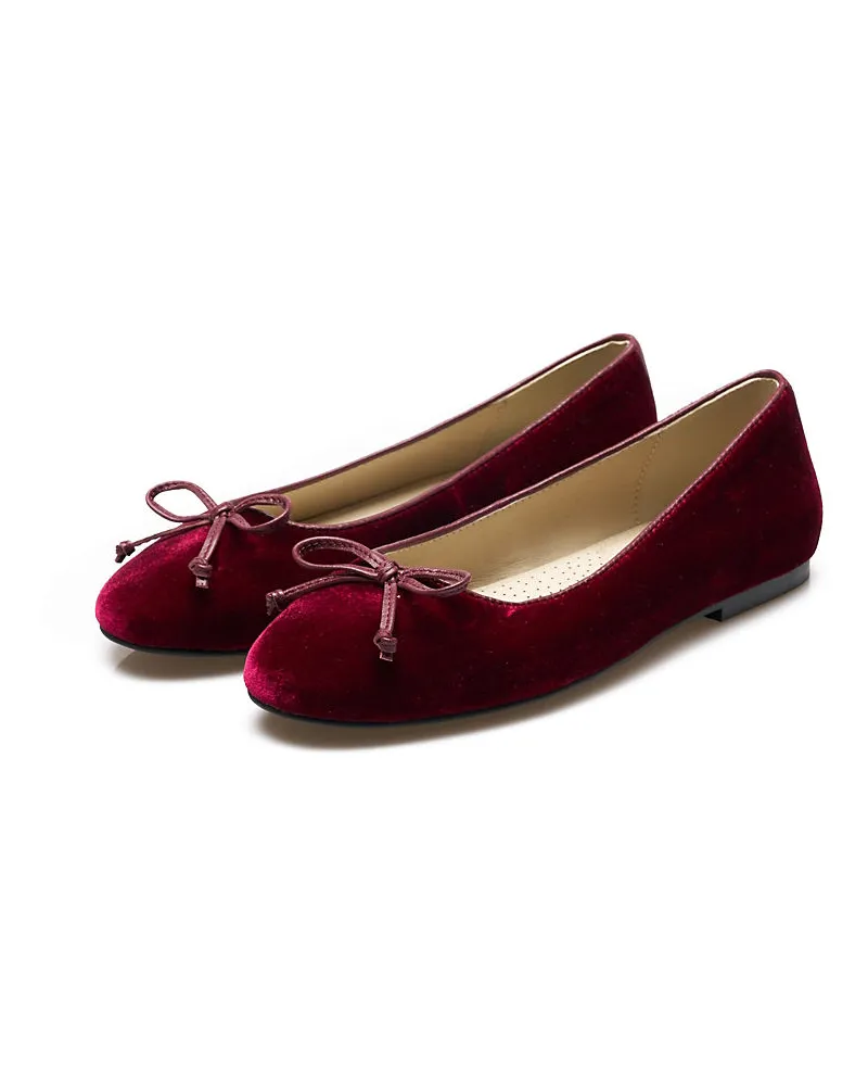 Lands' End Ballerinas mit Schleife, Damen, Größe regular, Rot, Leder, by Rot