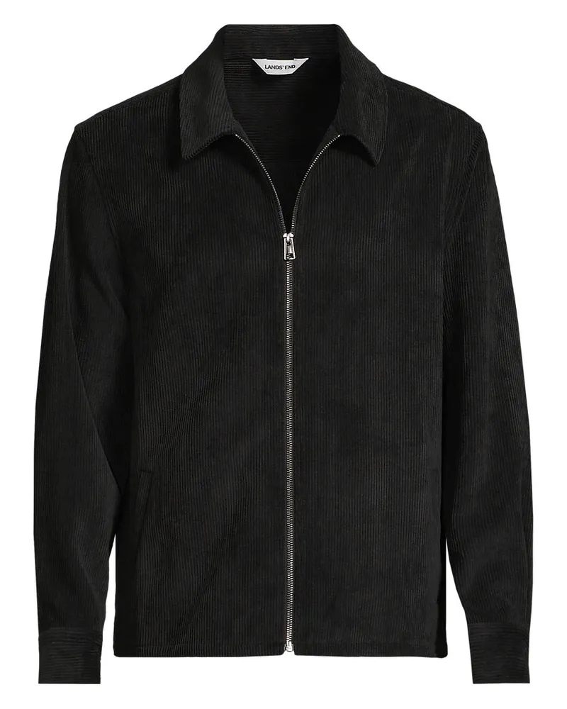 Lands' End Cord-Hemdjacke, Herren, Größe regular, Schwarz, Polyester/Nylon/Polyester-Mischung, by Schwarz