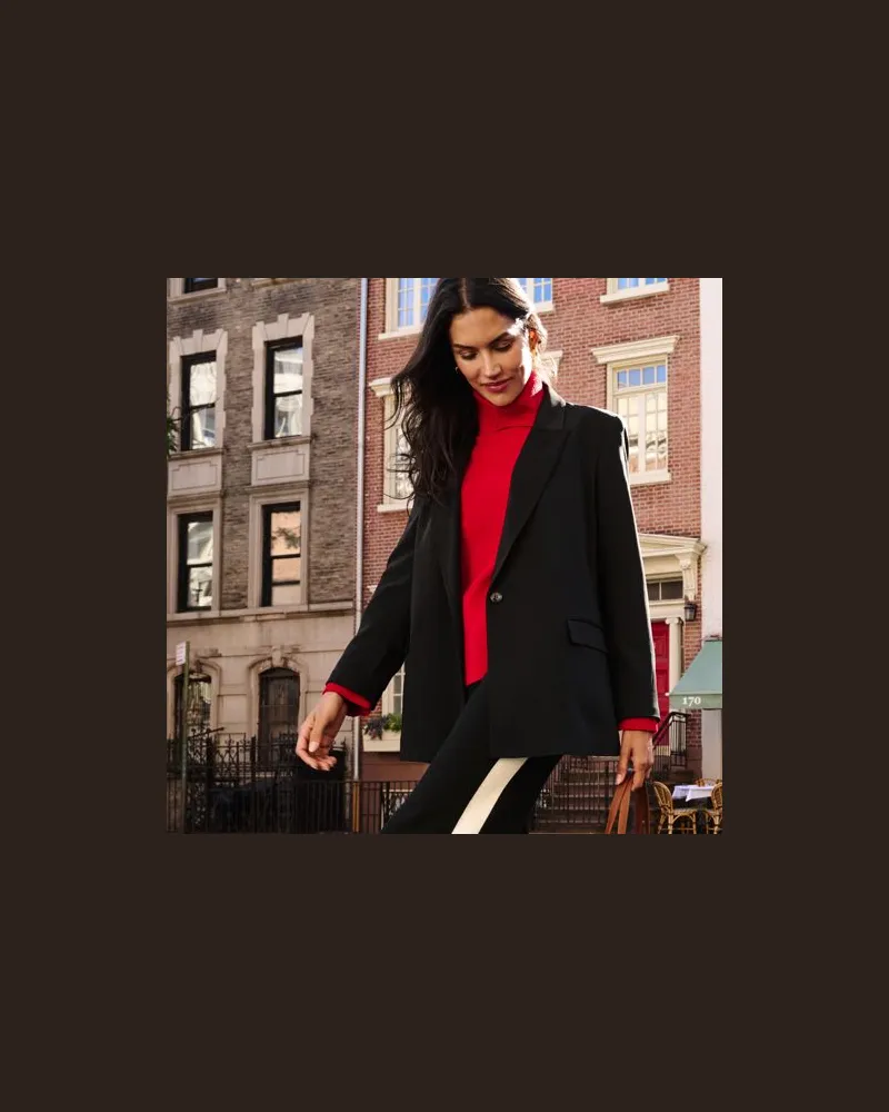 Lands' End Blazer, Damen, Größe:40-42 regular, Schwarz, Polyester, by Schwarz