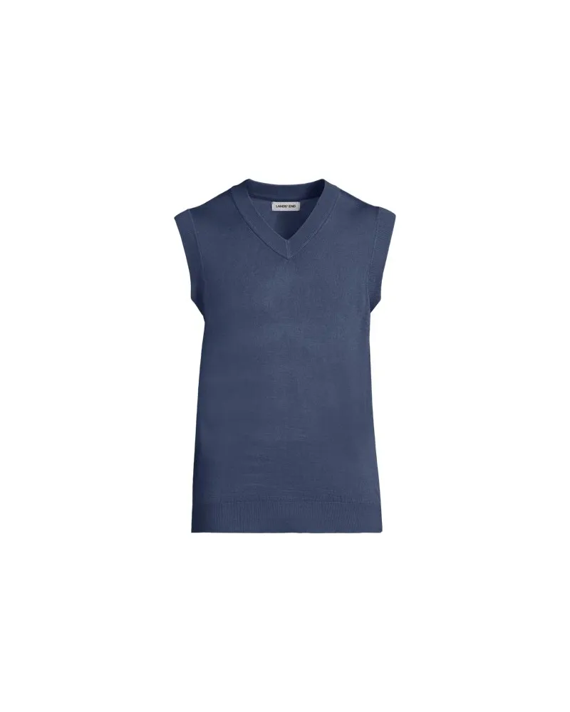Lands' End CashTouch Feinstrick-Pullunder, Herren, Größe:44-46 regular, Blau, by Blau