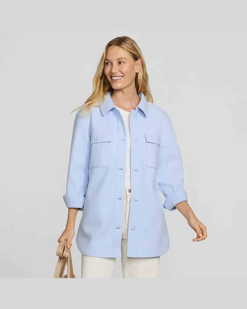 Lands' End Soft Fleece Hemdjacke, Damen, Größe petite, Blau, Polyester, by Blau