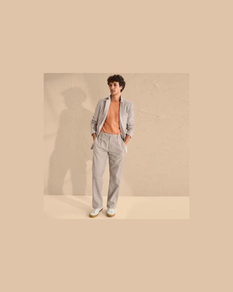 Lands' End Leinenmix-Bundfaltenhose, Herren, Größe regular, Braun, Leinen/Baumwoll-Mischung, by Braun