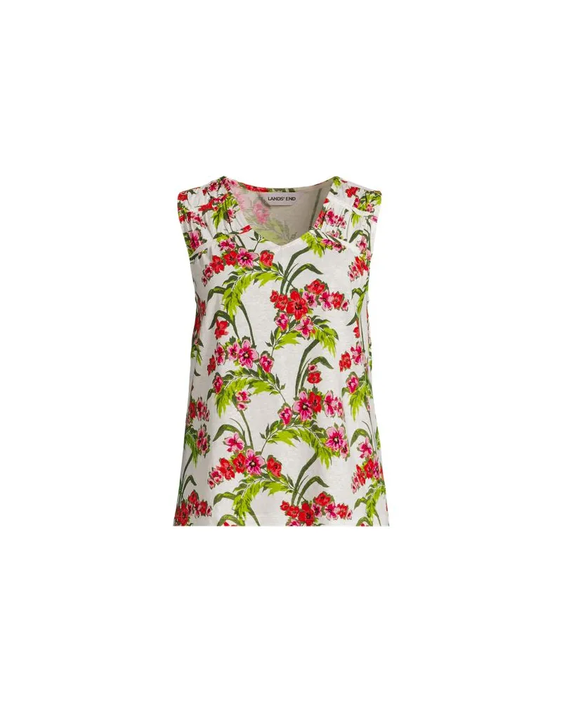 Lands' End Ärmelloses Top aus Leinenmix, Damen, Größe plus, Weiß, Leinen/Baumwolle Modal, by Weiß