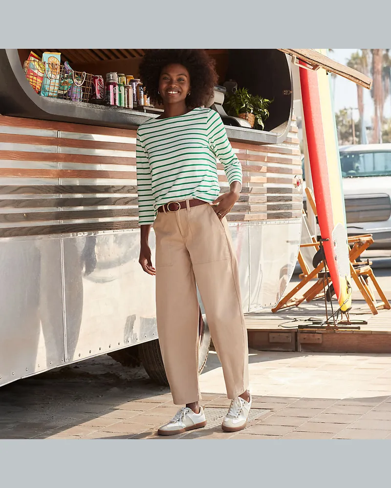 Lands' End Barrel-Chinos High Waist, Damen, Größe regular, Braun, Baumwolle/Elasthan, by Braun