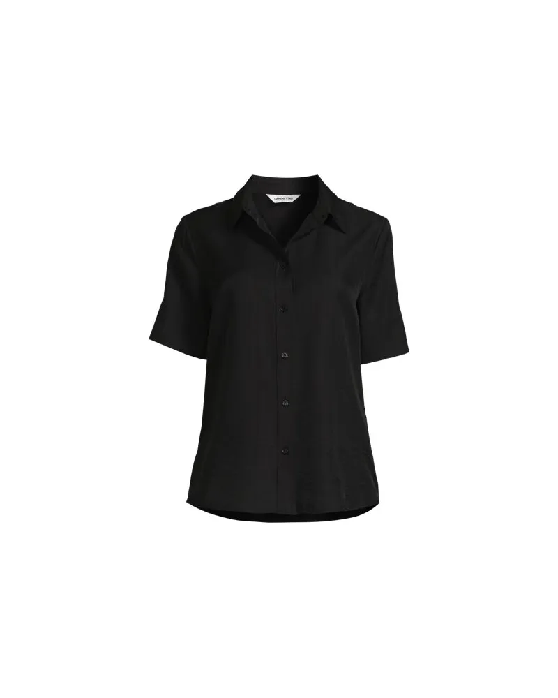 Lands' End Kurzärmelige Bluse, Damen, Größe regular, Schwarz, Nylon/Viskose, by Schwarz