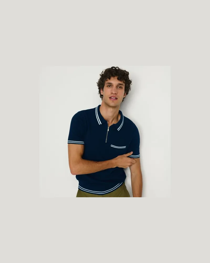 Lands' End Feinstrick-Poloshirt aus Baumwolle/Seiden-Mix, Herren, Größe:56-58 regular, Blau, Baumwolle/Seide/Baumwoll-Mischung, by Blau