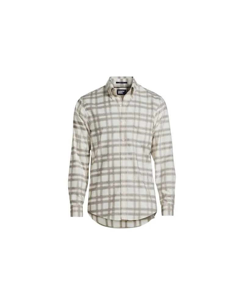 Lands' End CLASSIC FIT. Bügelfreies Twillhemd, Herren, Größe:60 regular, Grau, Baumwolle, by Grau