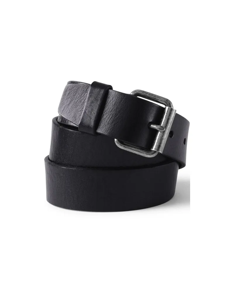 Lands' End Ledergürtel im Vintage-Stil, Herren, Größe regular, Schwarz, Leder, by Schwarz