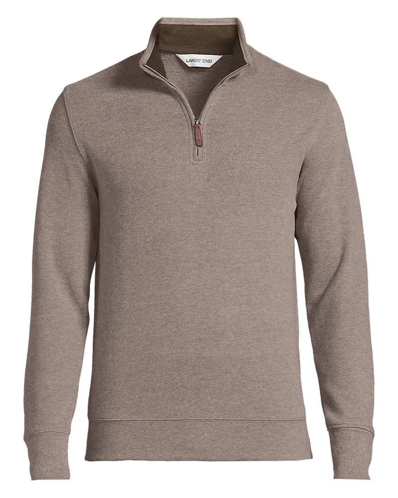 Lands' End Reißverschluss-Pullover aus Bedford-Ripp, Herren, Größe regular, Braun, Baumwolle, by Braun