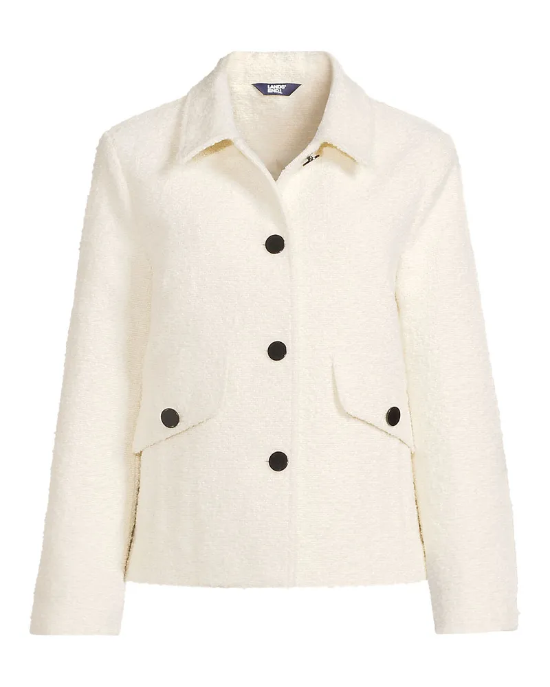 Lands' End Bouclé-Jacke, Damen, Größe petite, Weiß, Polyester, by Weiß
