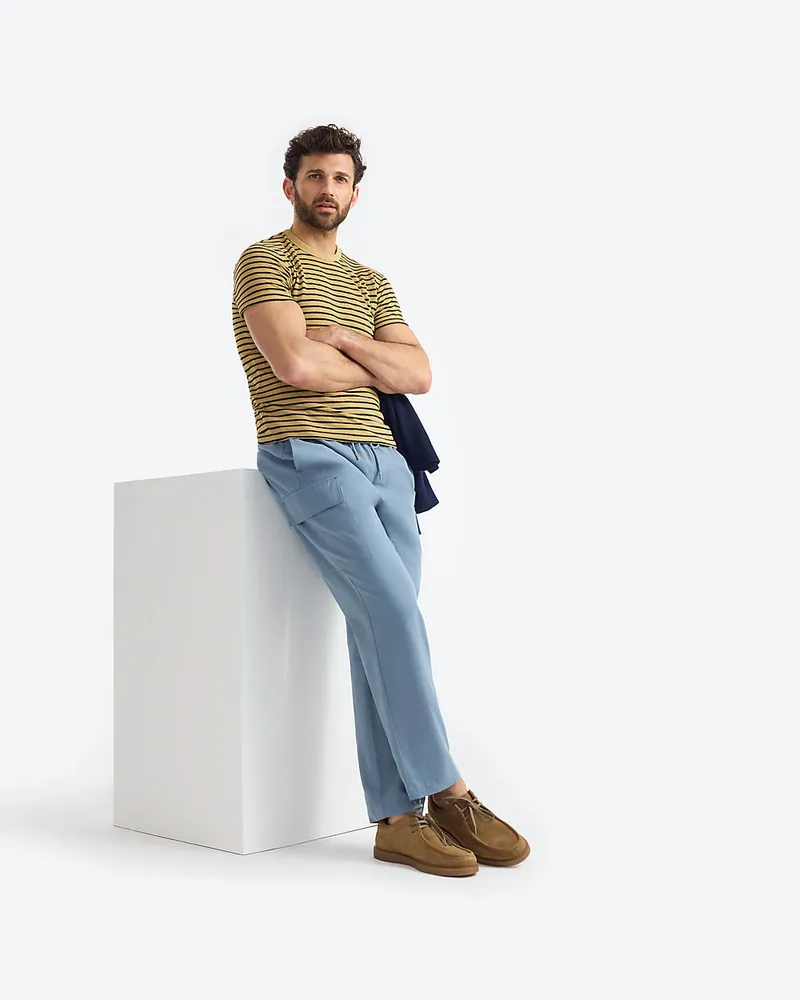 Lands' End Schlupfbund-Cargohose aus Baumwoll/Leinen-Mix, Herren, Größe regular, Blau, Baumwolle/Leinen, by Blau