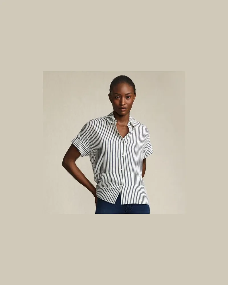 Lands' End Kurzarm-Hemdbluse, Damen, Größe:40-42 regular, Blau, Viskose, by Blau