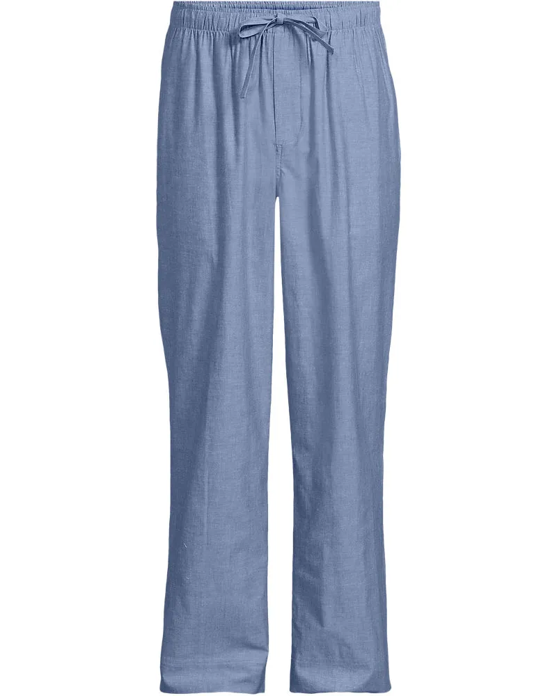 Lands' End Essenzielle Baumwoll-Pyjamahose, Herren, Größe regular, Blau, Baumwolle, by Blau