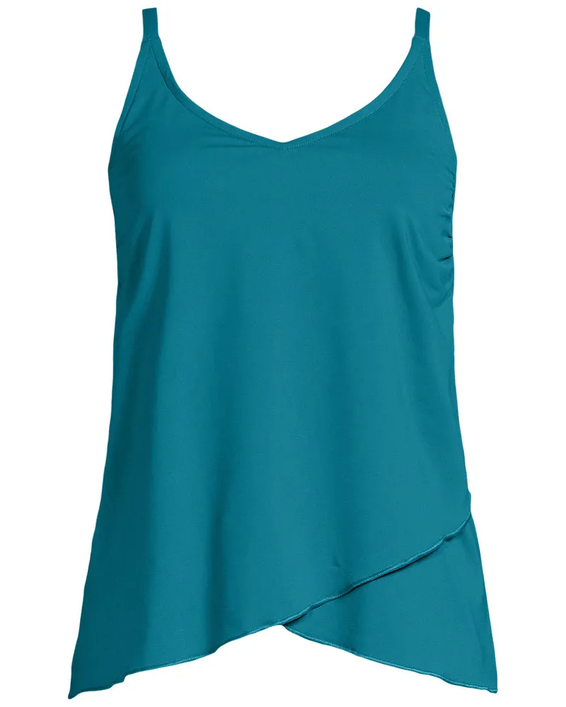 Lands' End Tankinitop mit Tulpensaum chlorresistent, Damen, Größe plus, Blau, Nylon-Mischung, by Blau