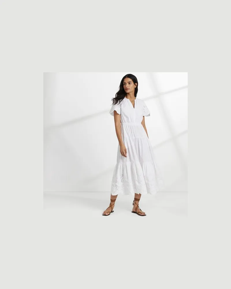Lands' End Besticktes Maxikleid aus Baumwolle, Damen, Größe:32-34 petite, Weiß, by Weiß