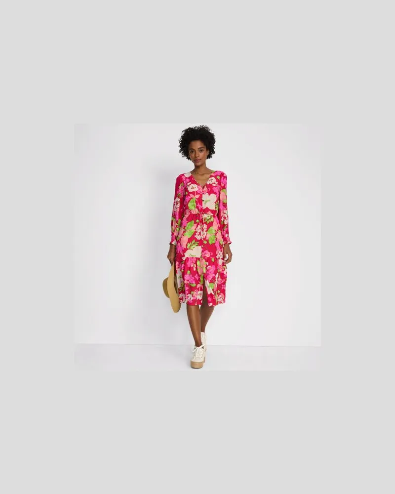 Lands' End Gemustertes Midikleid, Damen, Größe regular, Pink, Viskose, by Pink