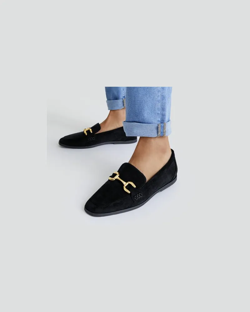 Lands' End Loafer mit Schnalle, Damen, Größe regular, Schwarz, by Schwarz