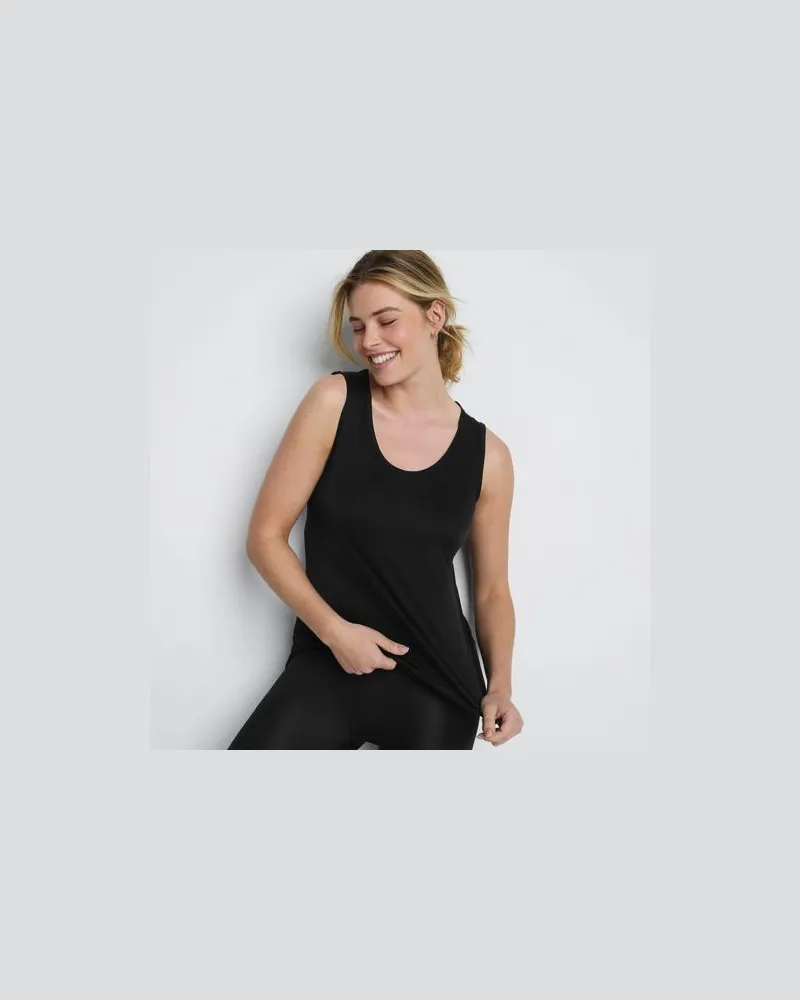 Lands' End Seidentop, Damen, Größe regular, Schwarz, Seide, by Schwarz