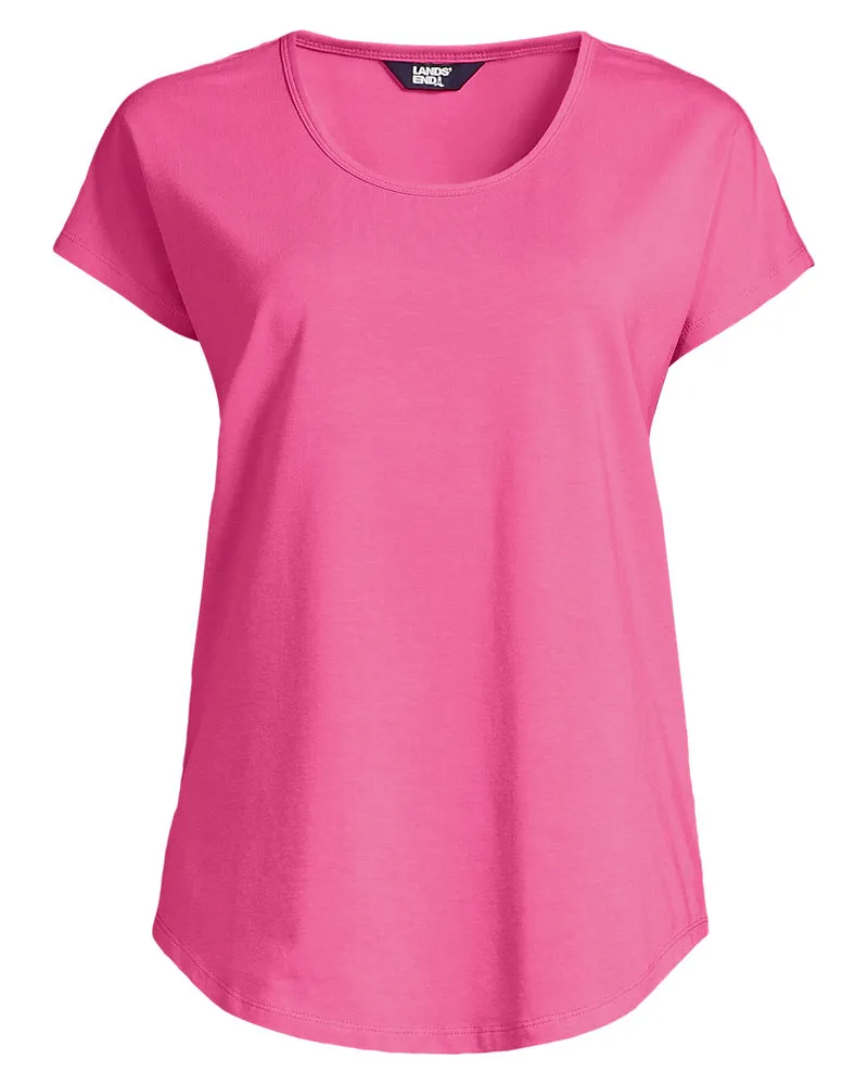 Lands' End Shirt aus Baumwolle/Modal-Mix mit Ballettausschnitt, Damen, Größe petite, Pink, Baumwolle/Baumwoll-Mischung/Baumwolle Modal, by Pink