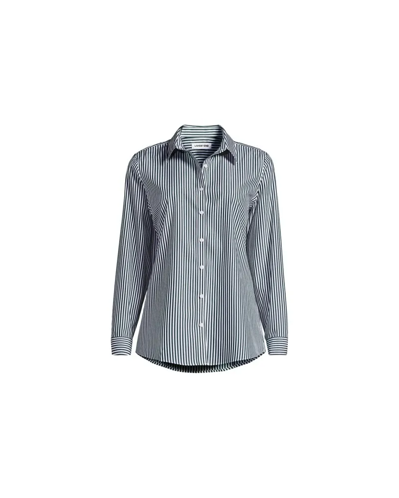 Lands' End Bügelfreie Baumwoll-Bluse, Damen, Größe plus, Grün, Baumwolle, by Grün
