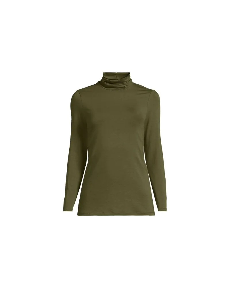 Lands' End Rollkragenshirt aus Baumwoll/Modalmix, Damen, Größe:44-46 regular, Grün, Baumwolle/Elasthan/Baumwolle Modal, by Grün