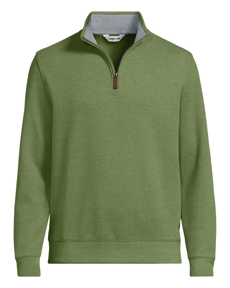 Lands' End Reißverschluss-Pullover aus Bedford-Ripp, Herren, Größe regular, Grün, Baumwolle, by Grün