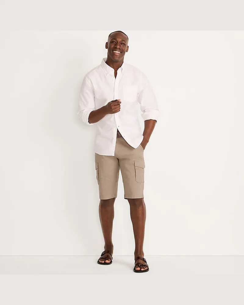Lands' End Cargo-Shorts mit Gürtel, Herren, Größe regular, Weiß, Baumwoll-Mischung, by Weiß