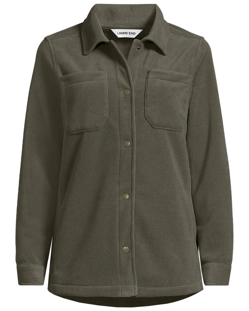 Lands' End Anyweather Fleece-Hemdjacke, Damen, Größe regular, Grün, Polyester, by Grün
