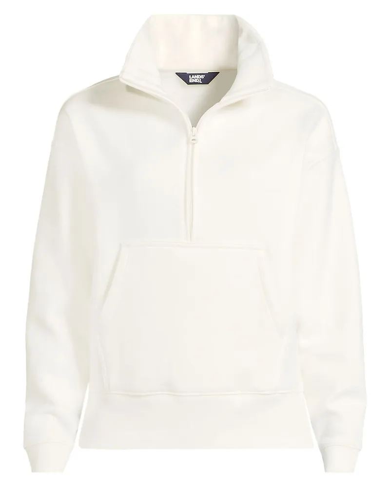 Lands' End Sweatshirt SERIOUS SWEATS mit Reißverschluss, Damen, Größe regular, Weiß, Baumwoll-Mischung/Polyester-Mischung, by Weiß