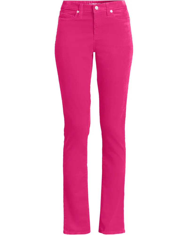 Lands' End Straight Fit Cordhose Mid Waist, Damen, Größe petite, Rot, Baumwoll-Mischung, by Rot