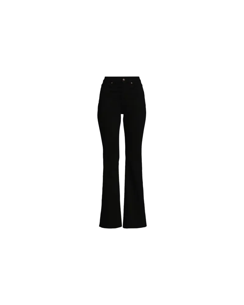 Lands' End Skinny Fit High Waist Schlagjeans Schwarz, Damen, Größe plus, Schwarz, Baumwolle/Elasthan/Polyester, by Schwarz