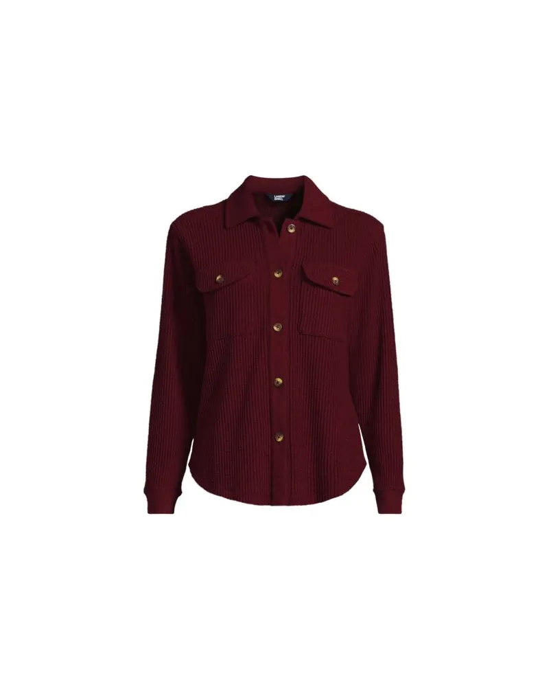 Lands' End Hemdbluse aus Waffeljersey, Damen, Größe:44-46 regular, Rot, Baumwoll-Mischung/Polyester-Mischung, by Rot