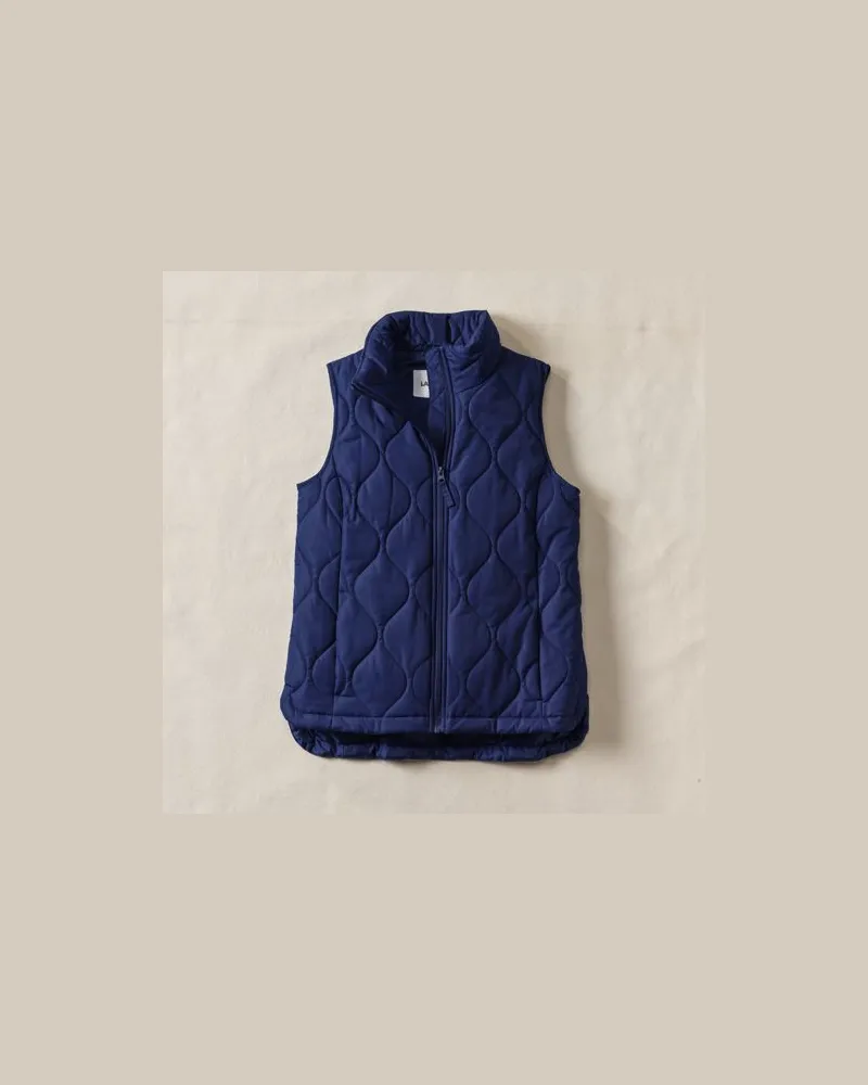 Lands' End Isolierte Steppweste FeatherFree, Damen, Größe regular, Blau, Polyester, by Blau