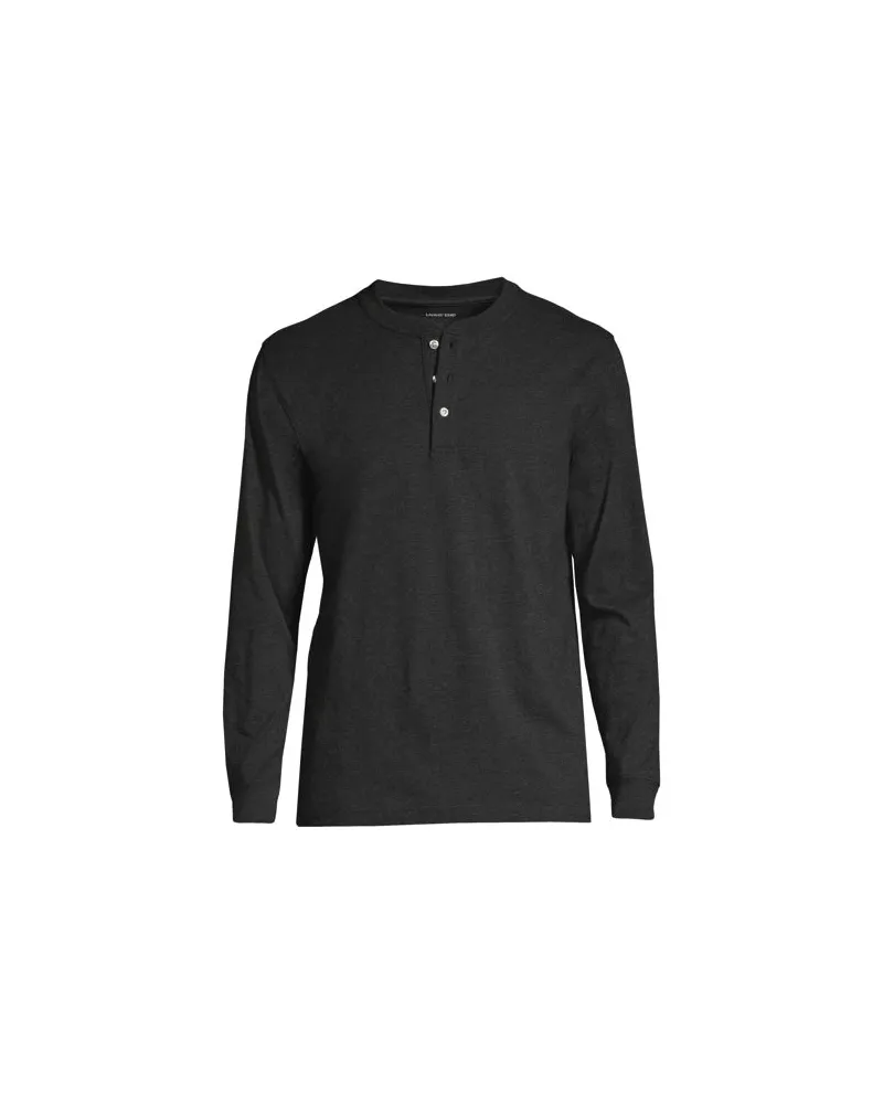 Lands' End Super-T Langarm-Henleyshirt, Classic Fit, Herren, Größe:52-54 regular, Schwarz, Baumwolle, by Schwarz